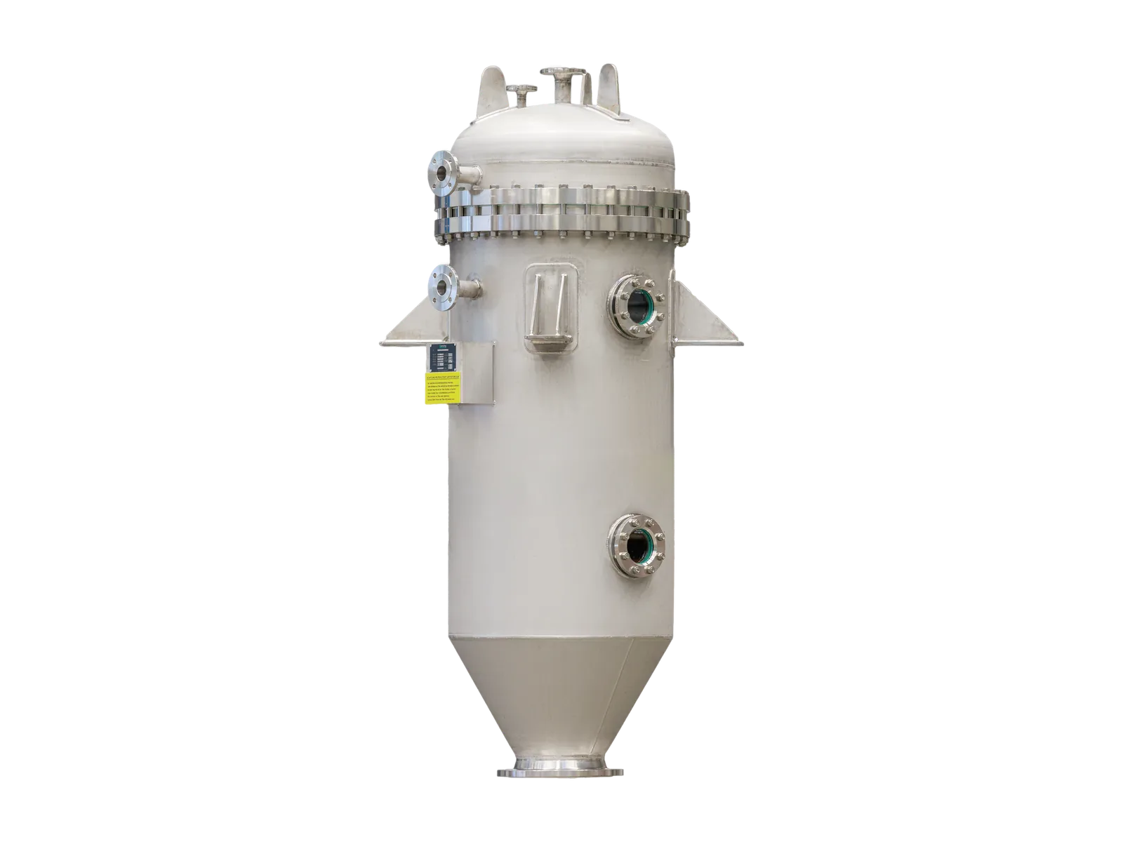 CakeFil pressure vessel housing with vertical candle bundle